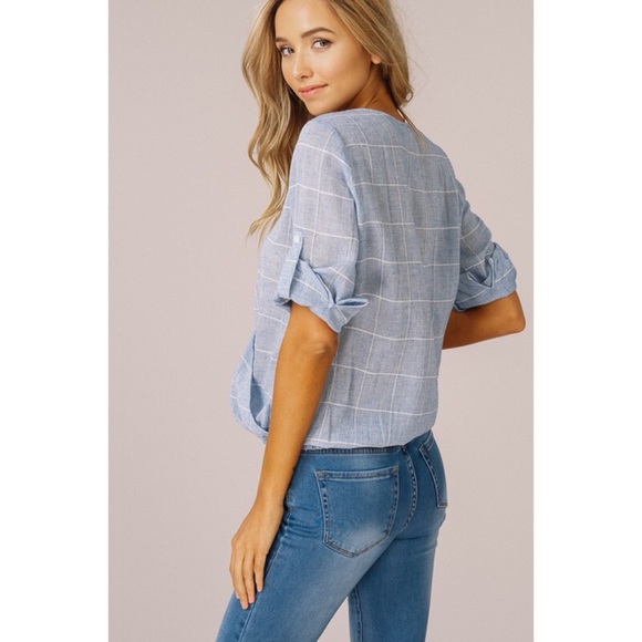 Last One!! Checked Woven Surplus Top - Picture 2 of 6